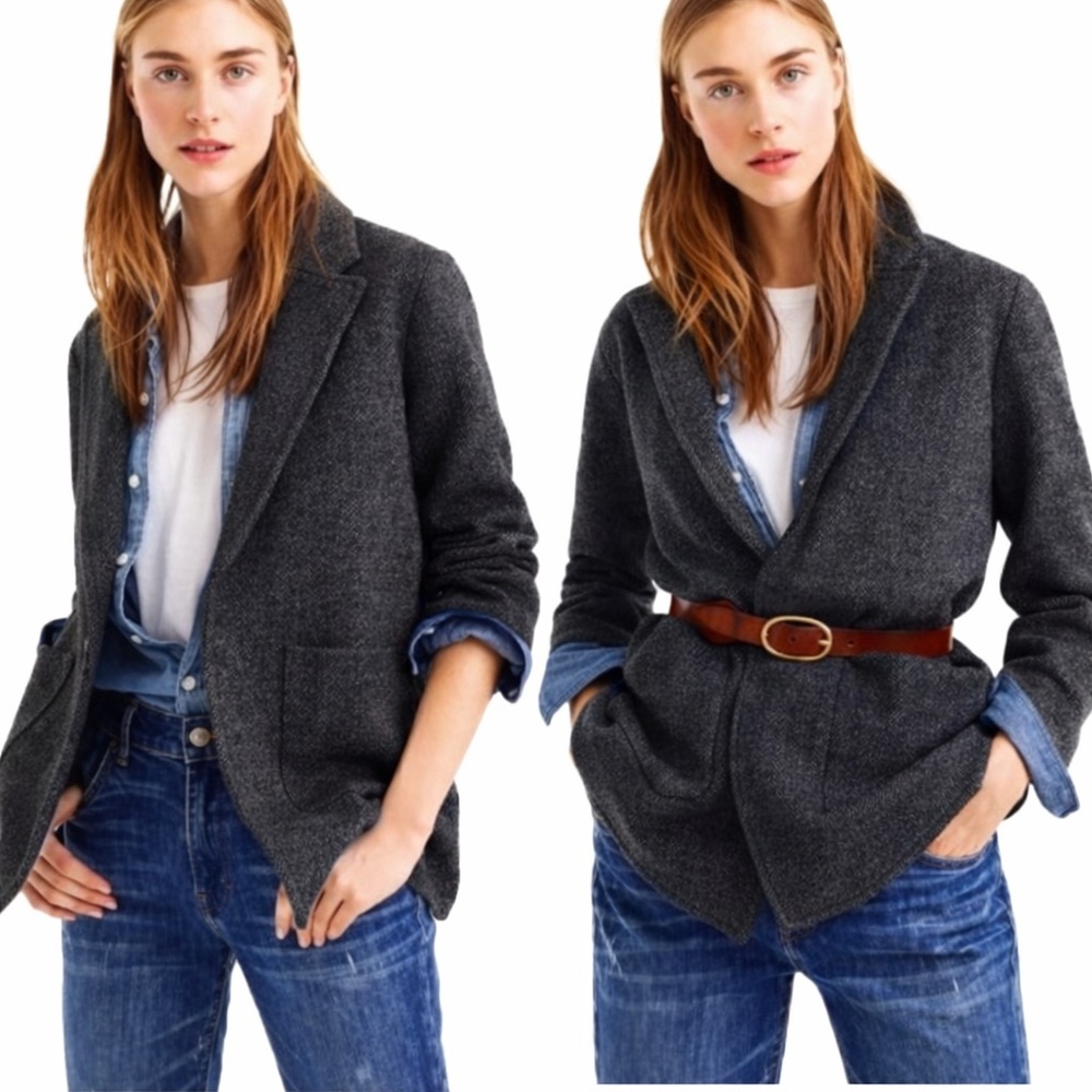 J.Crew Sophie Open-Front Merino Wool Sweater Dark Grey Blazer XL